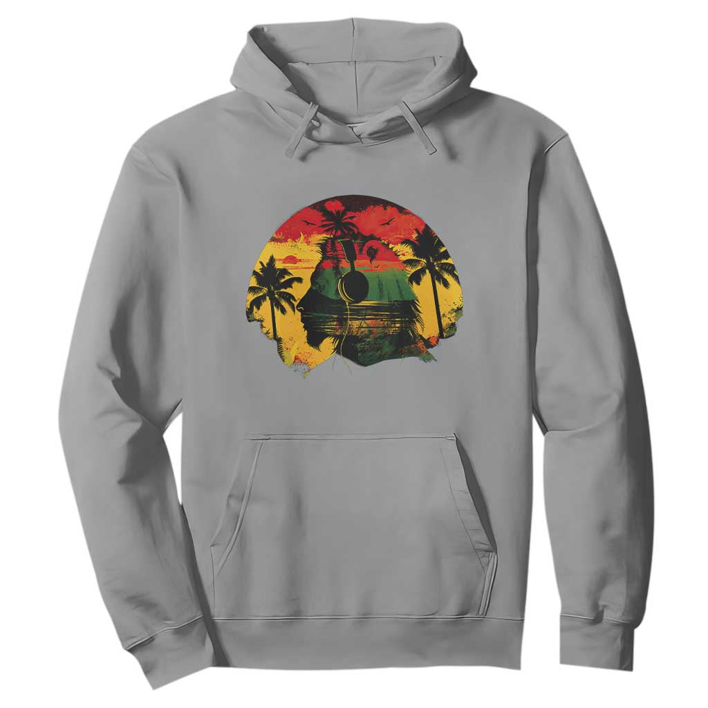 Retro Jamaican Lion Sunset Hoodie Rasta Colors Music and Island Vibes Graphic TS02 Sport Gray Print Your Wear