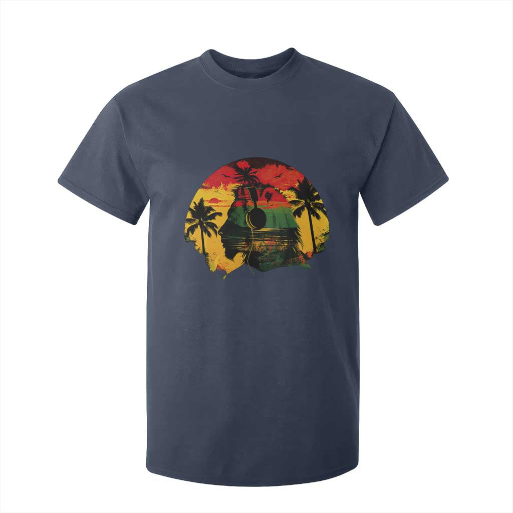 Retro Jamaican Lion Sunset T Shirt For Kid Rasta Colors Music and Island Vibes Graphic TS02 Navy Print Your Wear