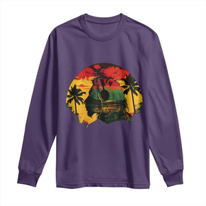 Retro Jamaican Lion Sunset Long Sleeve Shirt Rasta Colors Music and Island Vibes Graphic TS02 Purple Print Your Wear