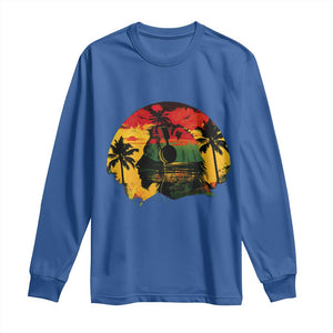 Retro Jamaican Lion Sunset Long Sleeve Shirt Rasta Colors Music and Island Vibes Graphic TS02 Royal Blue Print Your Wear
