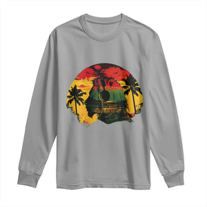 Retro Jamaican Lion Sunset Long Sleeve Shirt Rasta Colors Music and Island Vibes Graphic TS02 Sport Gray Print Your Wear