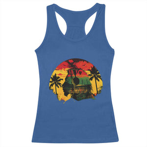 Retro Jamaican Lion Sunset Racerback Tank Top Rasta Colors Music and Island Vibes Graphic TS02 Royal Blue Print Your Wear