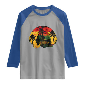 Retro Jamaican Lion Sunset Raglan Shirt Rasta Colors Music and Island Vibes Graphic TS02 Sport Gray Royal Print Your Wear