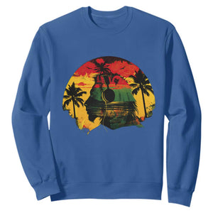 Retro Jamaican Lion Sunset Sweatshirt Rasta Colors Music and Island Vibes Graphic TS02 Royal Blue Print Your Wear