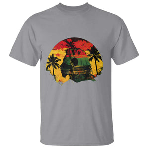Retro Jamaican Lion Sunset T Shirt Rasta Colors Music and Island Vibes Graphic TS02 Sport Gray Print Your Wear