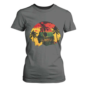Retro Jamaican Lion Sunset T Shirt For Women Rasta Colors Music and Island Vibes Graphic TS02 Dark Heather Print Your Wear