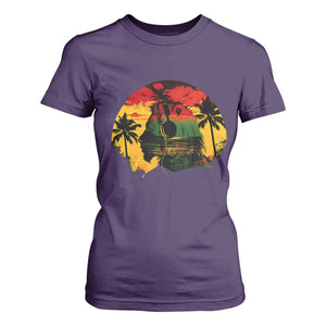 Retro Jamaican Lion Sunset T Shirt For Women Rasta Colors Music and Island Vibes Graphic TS02 Purple Print Your Wear
