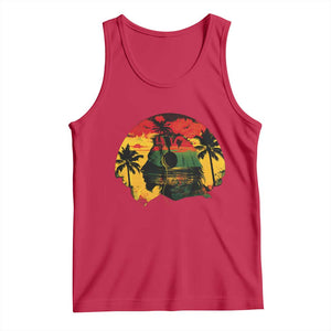 Retro Jamaican Lion Sunset Tank Top Rasta Colors Music and Island Vibes Graphic TS02 Red Print Your Wear