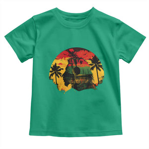 Retro Jamaican Lion Sunset Toddler T Shirt Rasta Colors Music and Island Vibes Graphic TS02 Irish Green Print Your Wear