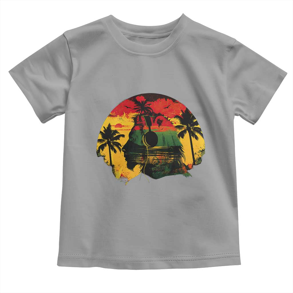 Retro Jamaican Lion Sunset Toddler T Shirt Rasta Colors Music and Island Vibes Graphic TS02 Sport Gray Print Your Wear