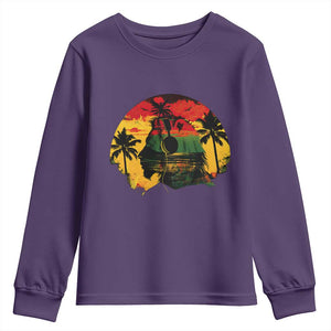 Retro Jamaican Lion Sunset Youth Sweatshirt Rasta Colors Music and Island Vibes Graphic TS02 Purple Print Your Wear