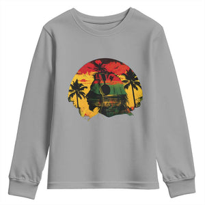 Retro Jamaican Lion Sunset Youth Sweatshirt Rasta Colors Music and Island Vibes Graphic TS02 Sport Gray Print Your Wear