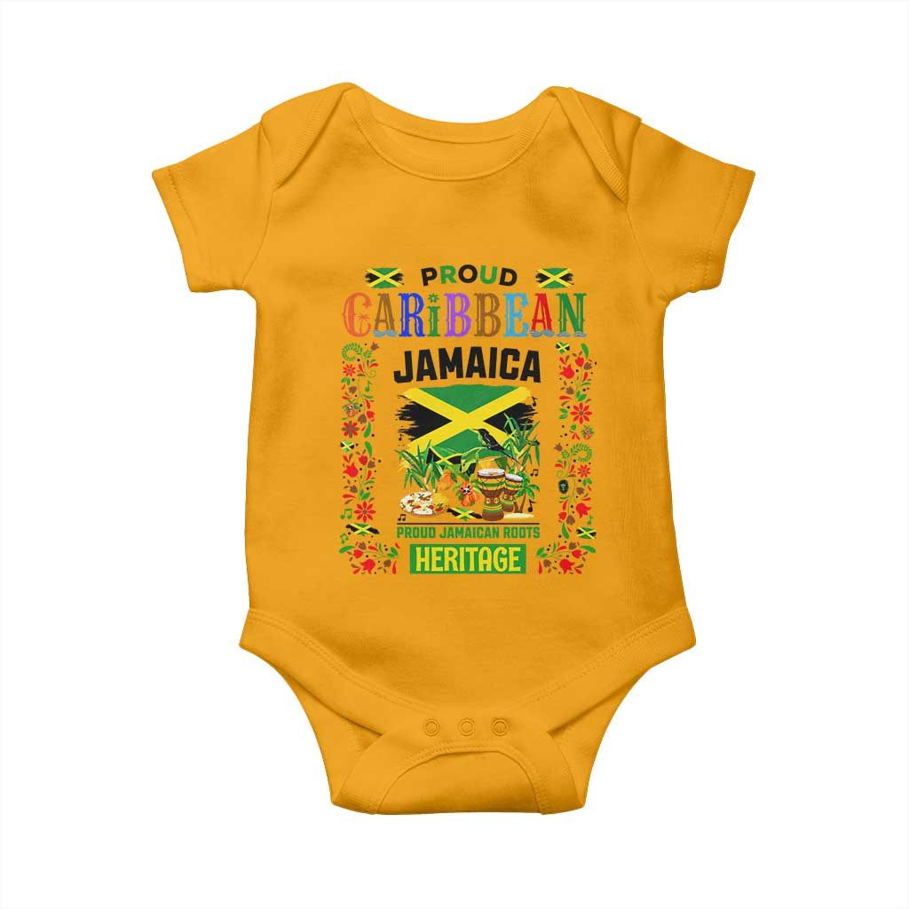 Proud Caribbean Jamaica Heritage Baby Onesie Jamaican Roots and Island Culture TS02 Gold Print Your Wear
