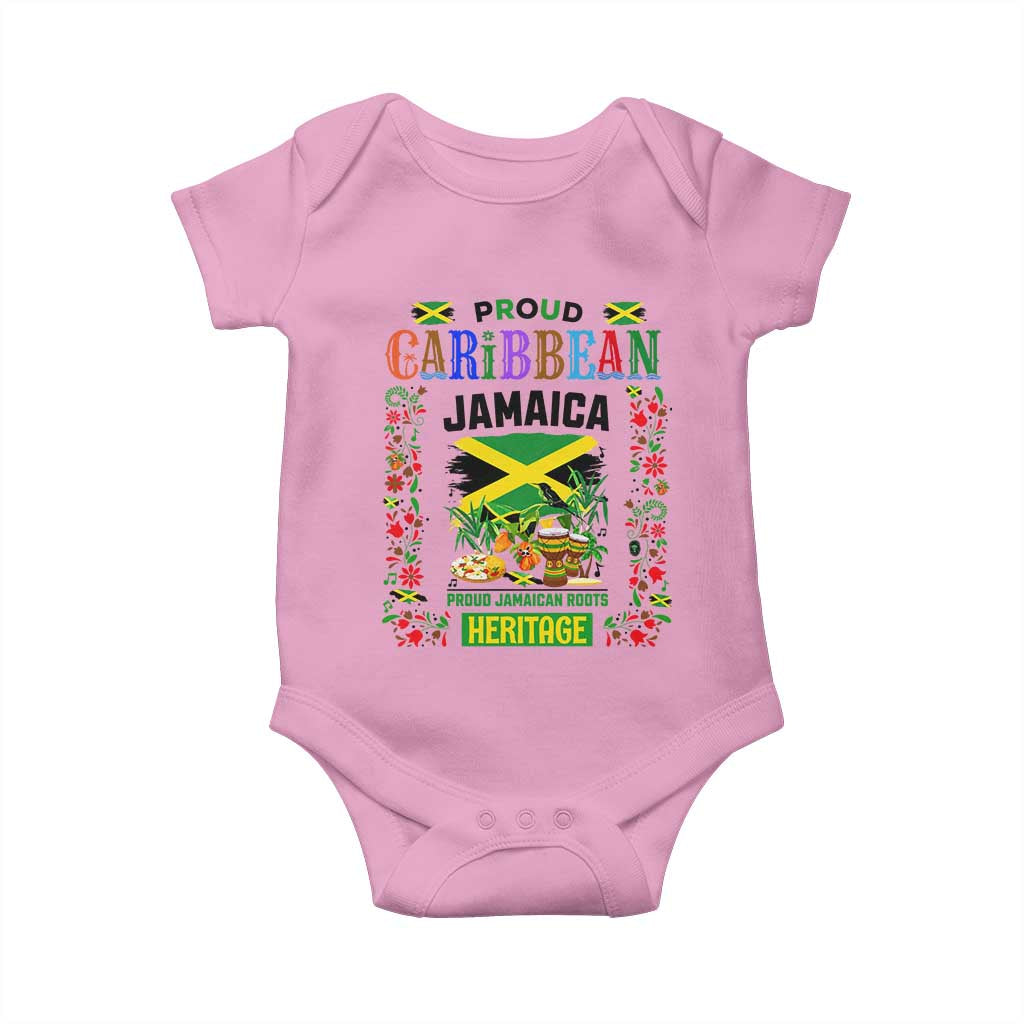 Proud Caribbean Jamaica Heritage Baby Onesie Jamaican Roots and Island Culture TS02 Light Pink Print Your Wear
