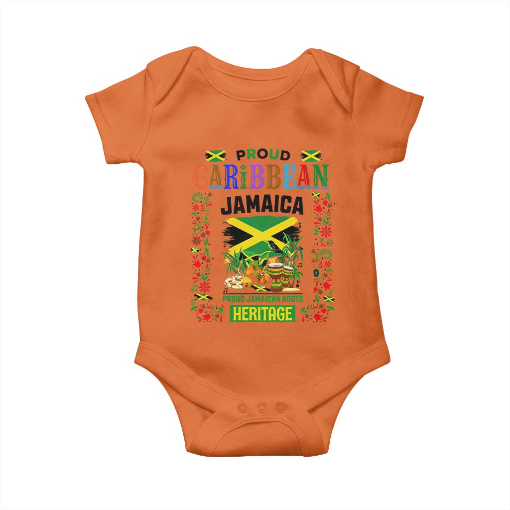 Proud Caribbean Jamaica Heritage Baby Onesie Jamaican Roots and Island Culture TS02 Orange Print Your Wear