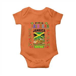 Proud Caribbean Jamaica Heritage Baby Onesie Jamaican Roots and Island Culture TS02 Orange Print Your Wear