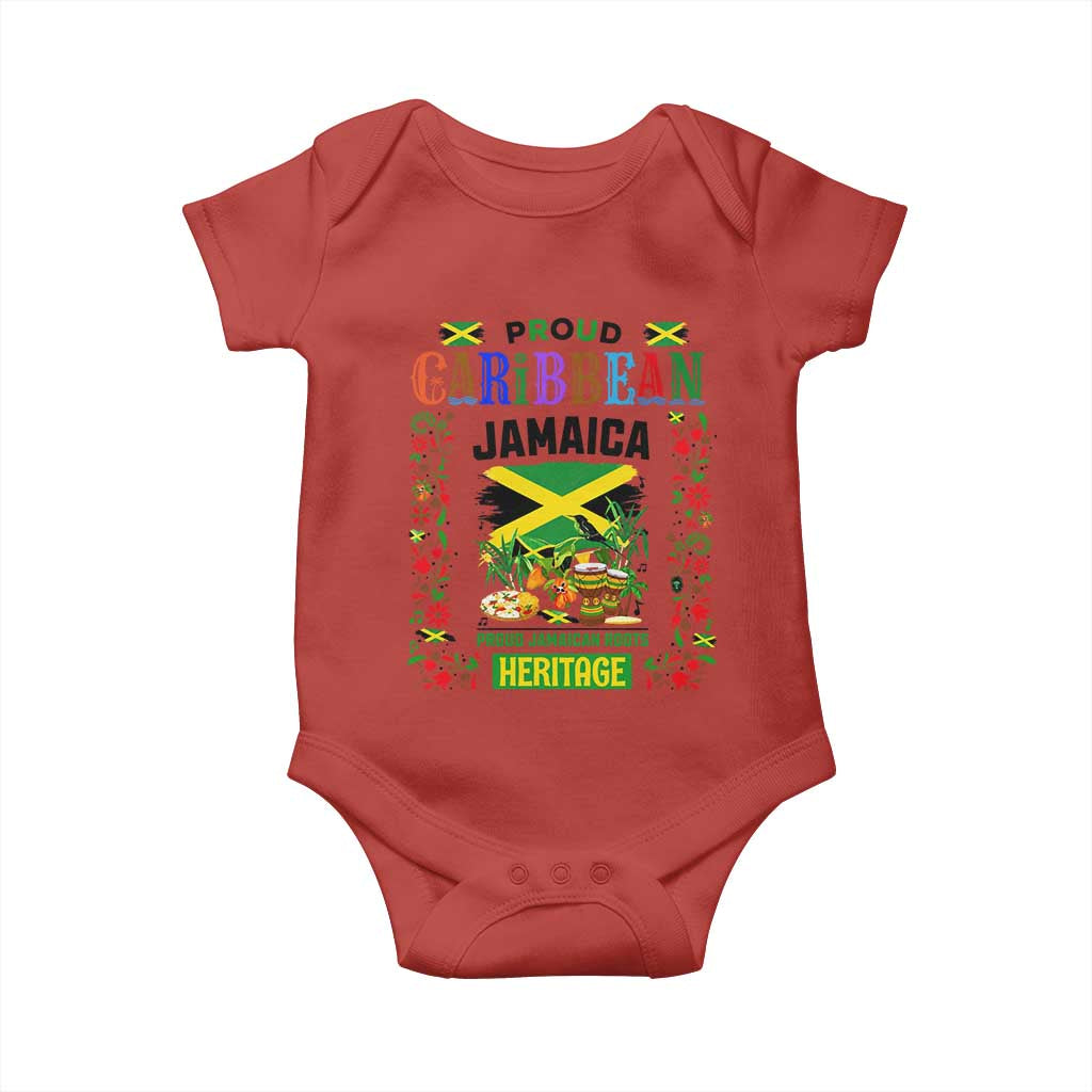 Proud Caribbean Jamaica Heritage Baby Onesie Jamaican Roots and Island Culture TS02 Red Print Your Wear