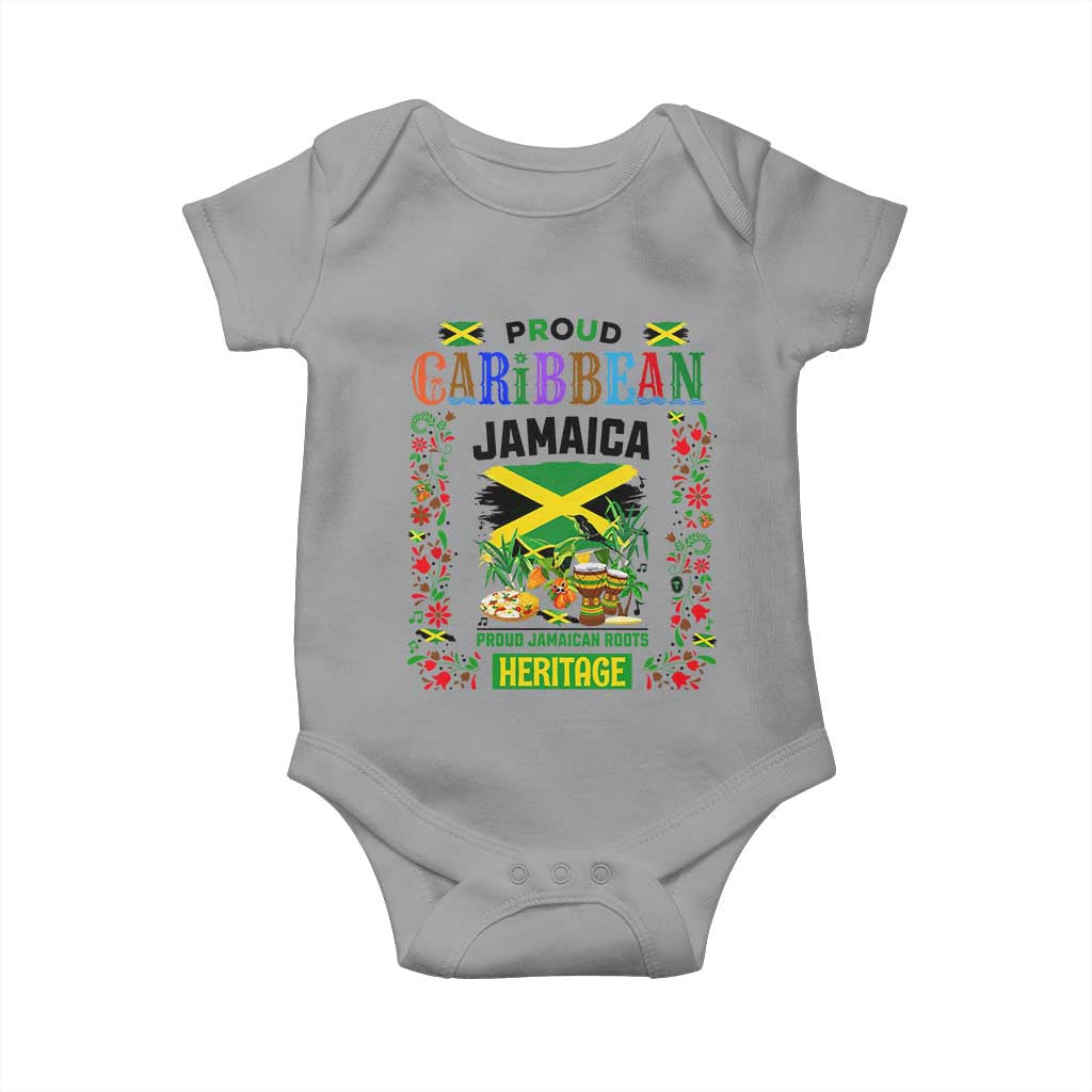 Proud Caribbean Jamaica Heritage Baby Onesie Jamaican Roots and Island Culture TS02 Sport Gray Print Your Wear