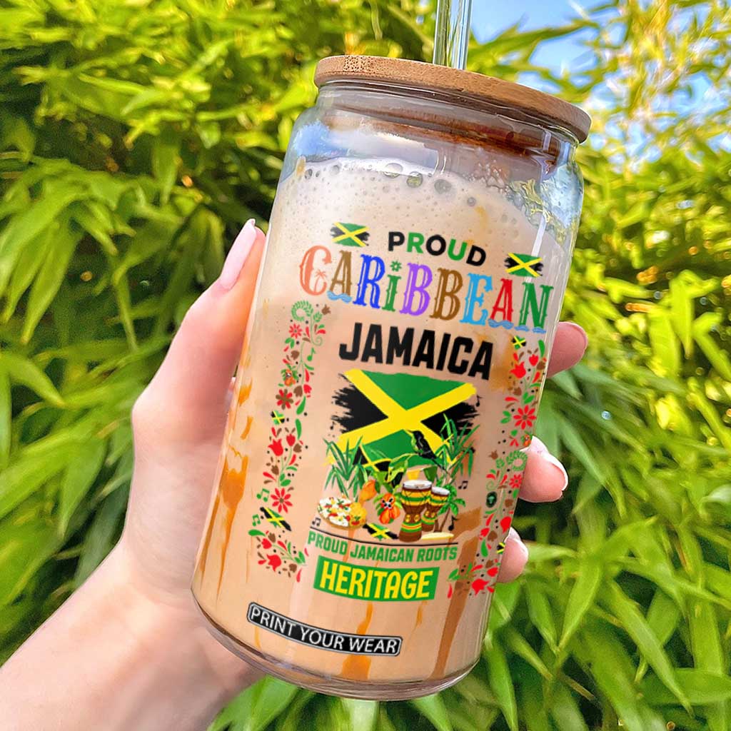 Proud Caribbean Jamaica Heritage Glass Can Jamaican Roots and Island Culture TS02 White Print Your Wear