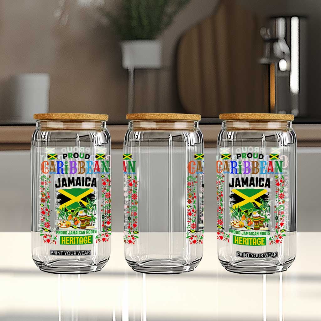 Proud Caribbean Jamaica Heritage Glass Can Jamaican Roots and Island Culture TS02 Print Your Wear