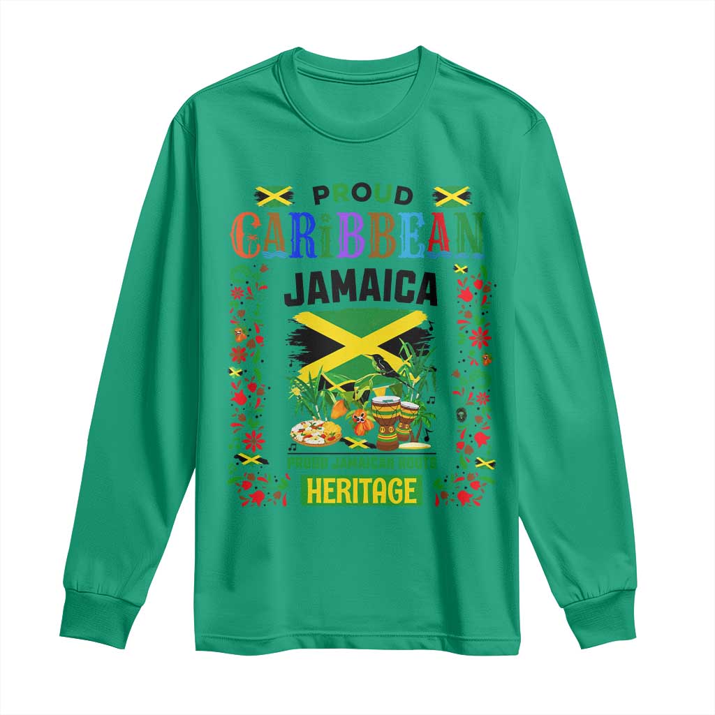 Proud Caribbean Jamaica Heritage Long Sleeve Shirt Jamaican Roots and Island Culture TS02 Irish Green Print Your Wear
