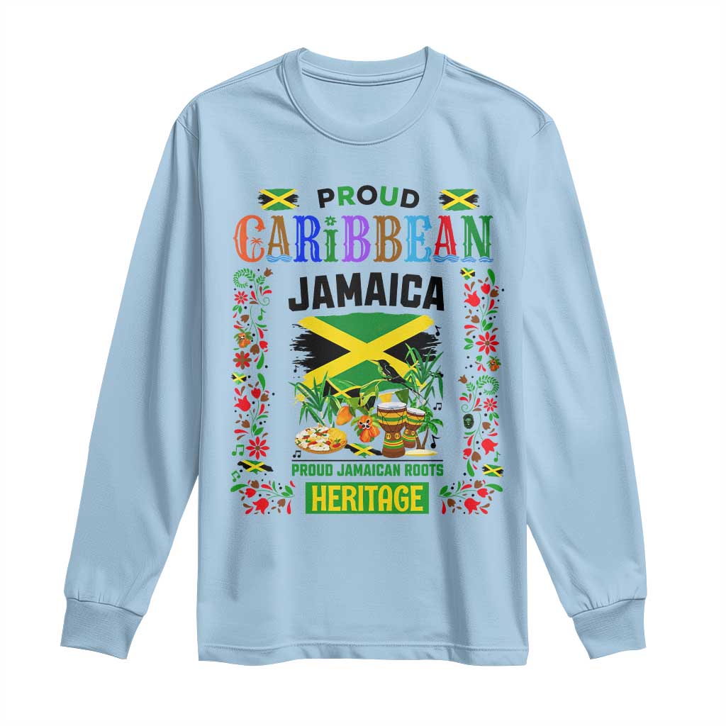 Proud Caribbean Jamaica Heritage Long Sleeve Shirt Jamaican Roots and Island Culture TS02 Light Blue Print Your Wear