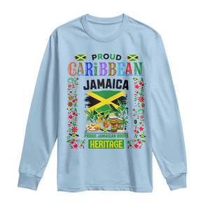 Proud Caribbean Jamaica Heritage Long Sleeve Shirt Jamaican Roots and Island Culture TS02 Light Blue Print Your Wear