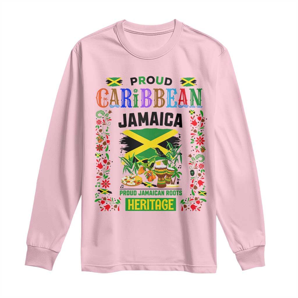 Proud Caribbean Jamaica Heritage Long Sleeve Shirt Jamaican Roots and Island Culture TS02 Light Pink Print Your Wear