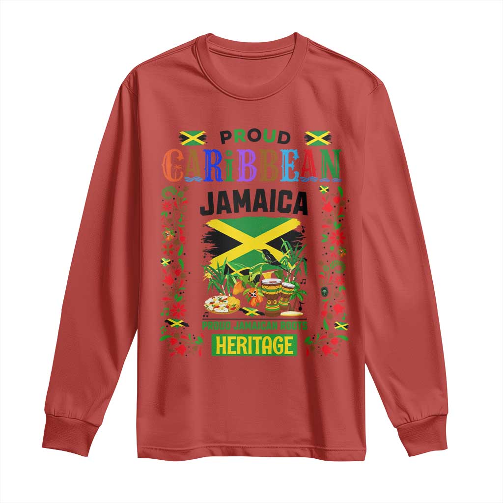 Proud Caribbean Jamaica Heritage Long Sleeve Shirt Jamaican Roots and Island Culture TS02 Red Print Your Wear