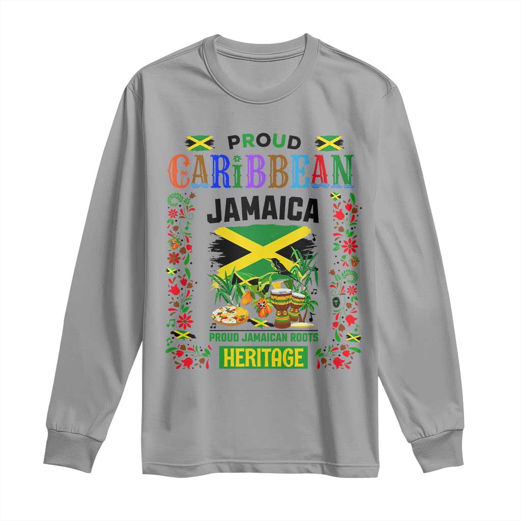 Proud Caribbean Jamaica Heritage Long Sleeve Shirt Jamaican Roots and Island Culture TS02 Sport Gray Print Your Wear