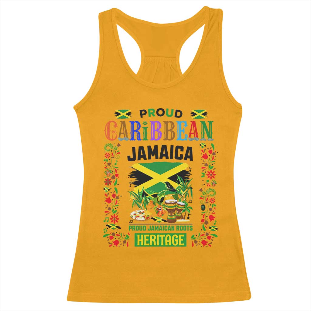 Proud Caribbean Jamaica Heritage Racerback Tank Top Jamaican Roots and Island Culture TS02 Gold Print Your Wear