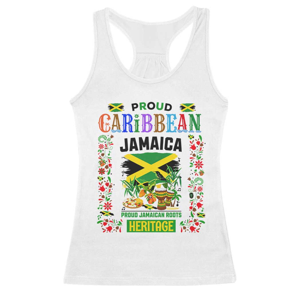 Proud Caribbean Jamaica Heritage Racerback Tank Top Jamaican Roots and Island Culture TS02 White Print Your Wear