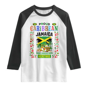 Proud Caribbean Jamaica Heritage Raglan Shirt Jamaican Roots and Island Culture TS02 White Black Print Your Wear