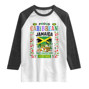 Proud Caribbean Jamaica Heritage Raglan Shirt Jamaican Roots and Island Culture TS02 White Heather Charcoal Print Your Wear