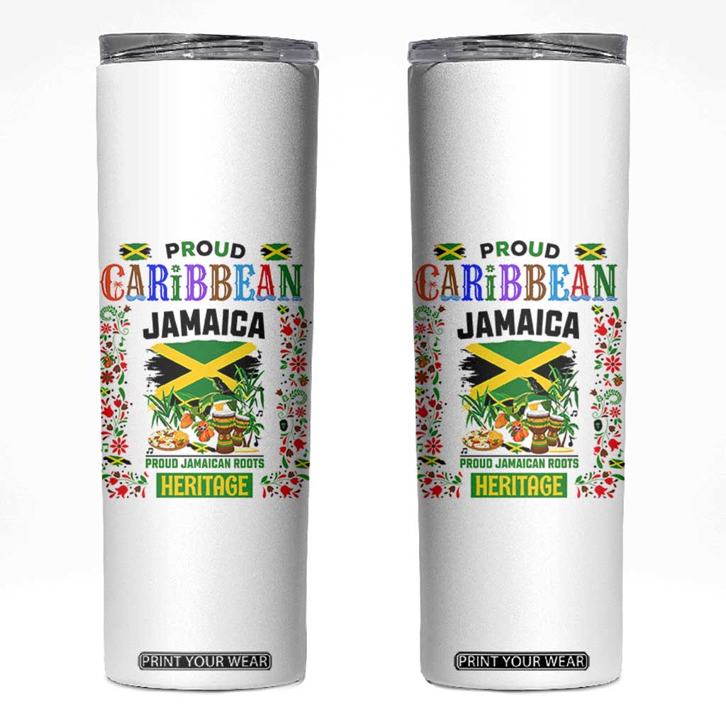 Proud Caribbean Jamaica Heritage Skinny Tumbler Jamaican Roots and Island Culture TS02 White Print Your Wear