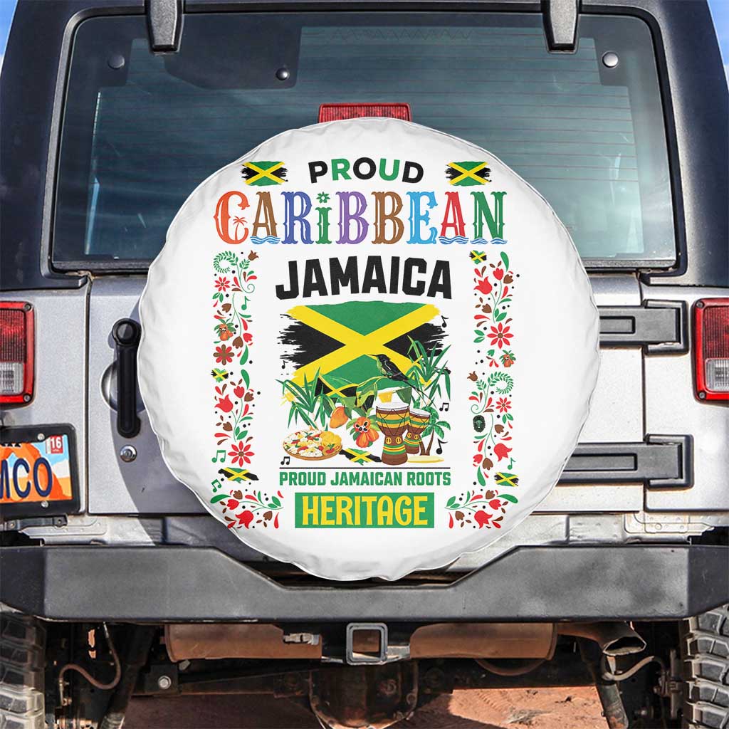 Proud Caribbean Jamaica Heritage Spare Tire Cover Jamaican Roots and Island Culture TS02 No hole White Print Your Wear