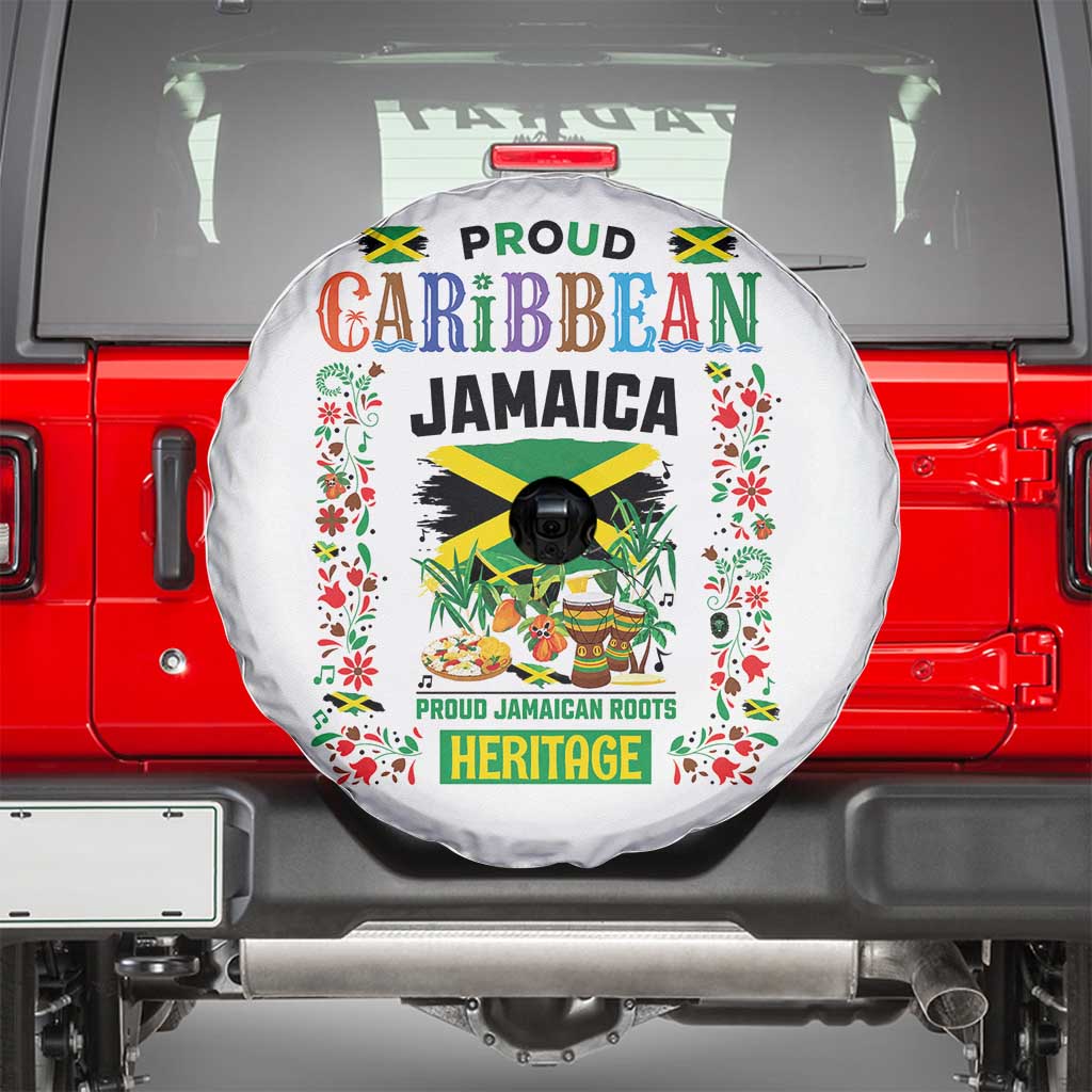 Proud Caribbean Jamaica Heritage Spare Tire Cover Jamaican Roots and Island Culture TS02 White Print Your Wear