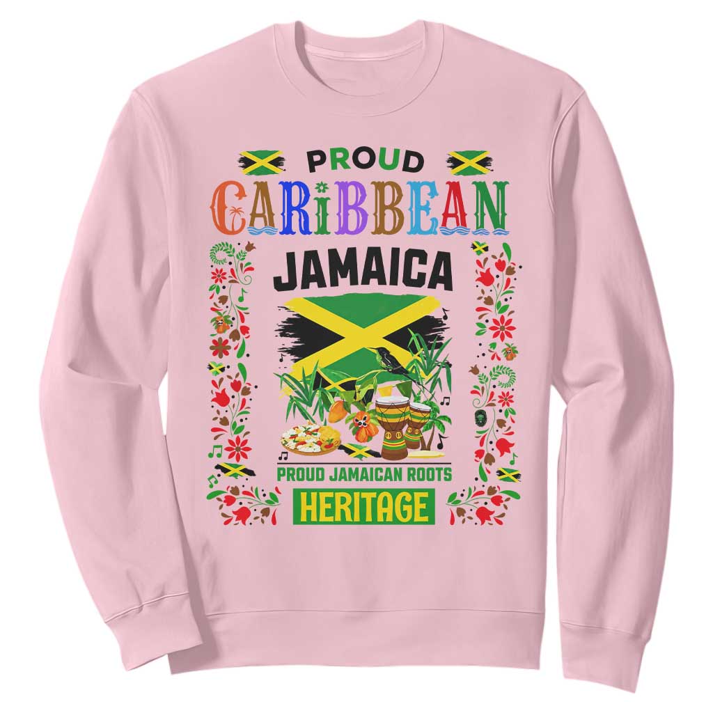 Proud Caribbean Jamaica Heritage Sweatshirt Jamaican Roots and Island Culture TS02 Light Pink Print Your Wear