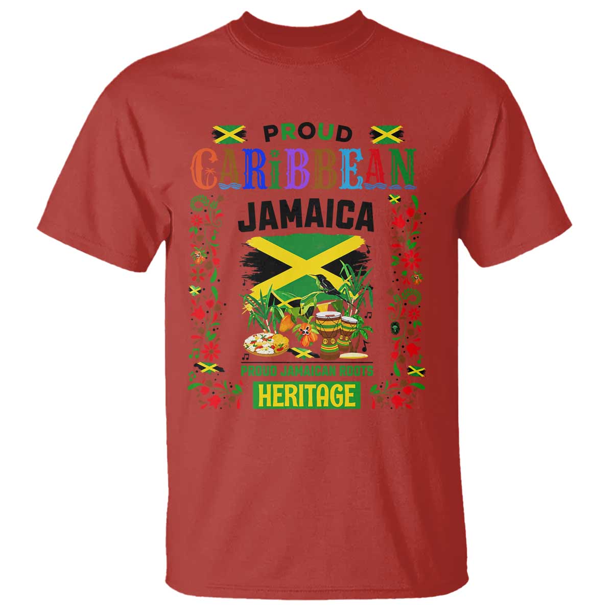 Proud Caribbean Jamaica Heritage T Shirt Jamaican Roots and Island Culture TS02 Red Print Your Wear