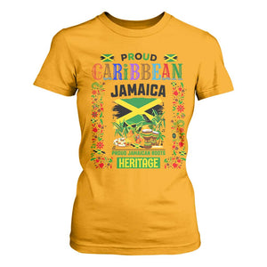 Proud Caribbean Jamaica Heritage T Shirt For Women Jamaican Roots and Island Culture TS02 Gold Print Your Wear