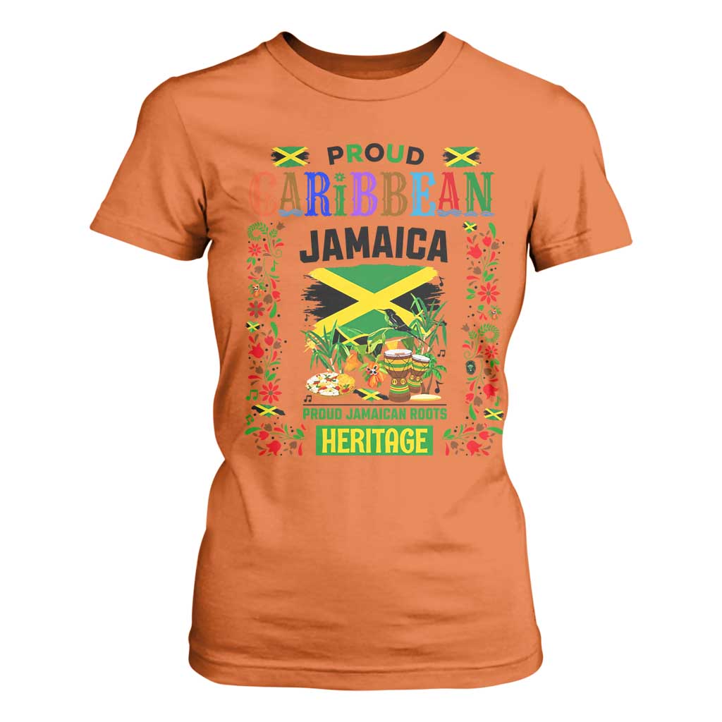 Proud Caribbean Jamaica Heritage T Shirt For Women Jamaican Roots and Island Culture TS02 Orange Print Your Wear