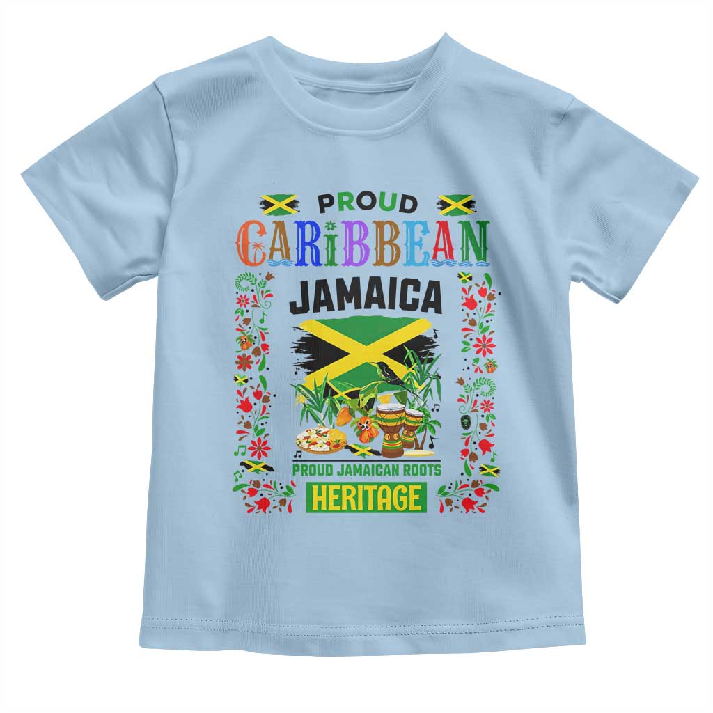 Proud Caribbean Jamaica Heritage Toddler T Shirt Jamaican Roots and Island Culture TS02 Light Blue Print Your Wear
