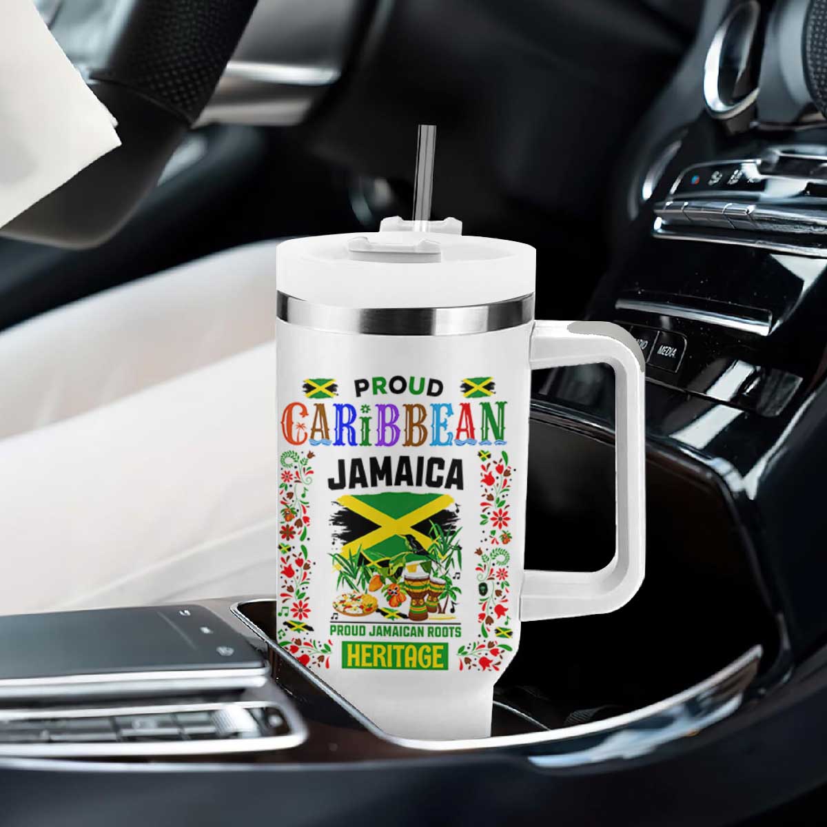 Proud Caribbean Jamaica Heritage Tumbler With Handle Jamaican Roots and Island Culture TS02 Print Your Wear