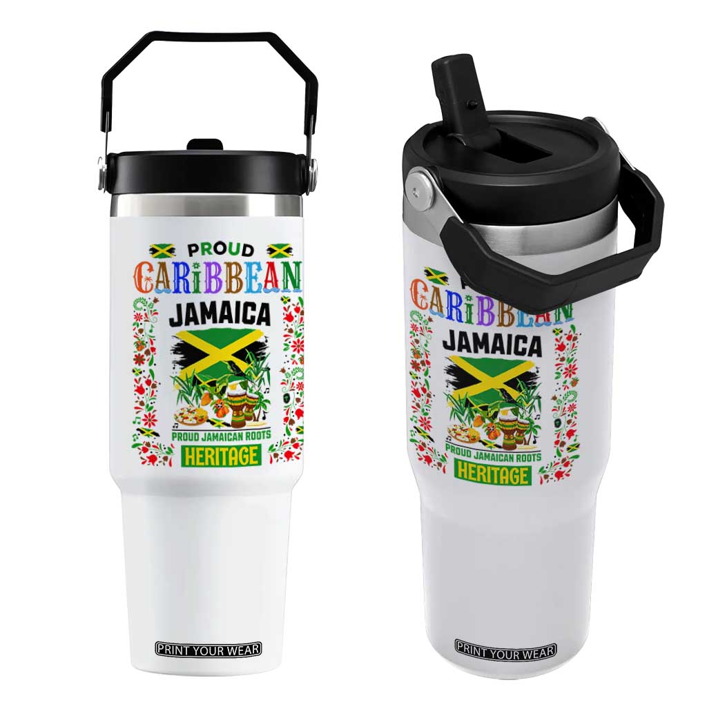 Proud Caribbean Jamaica Heritage Flip Straw Tumbler Jamaican Roots and Island Culture TS02 One Size: 30 oz White Print Your Wear