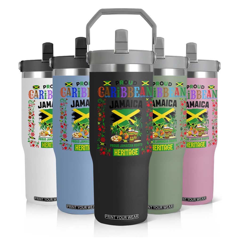 Proud Caribbean Jamaica Heritage Flip Straw Tumbler Jamaican Roots and Island Culture TS02 Print Your Wear