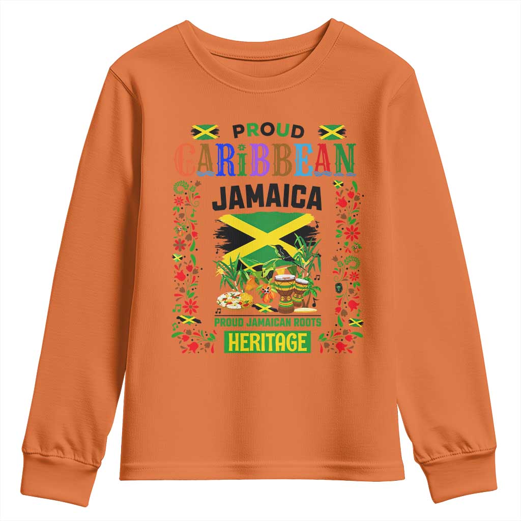 Proud Caribbean Jamaica Heritage Youth Sweatshirt Jamaican Roots and Island Culture TS02 Orange Print Your Wear