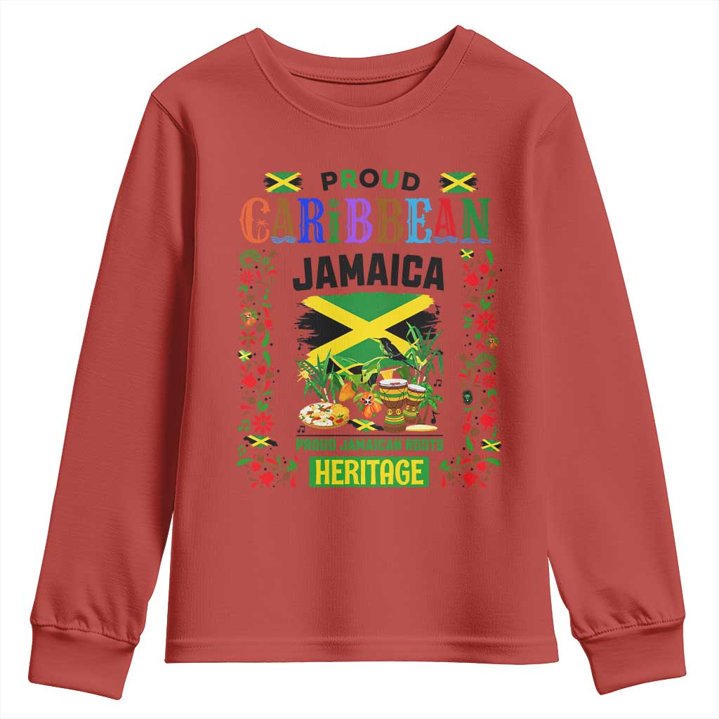 Proud Caribbean Jamaica Heritage Youth Sweatshirt Jamaican Roots and Island Culture TS02 Red Print Your Wear