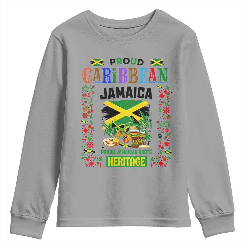Proud Caribbean Jamaica Heritage Youth Sweatshirt Jamaican Roots and Island Culture TS02 Sport Gray Print Your Wear
