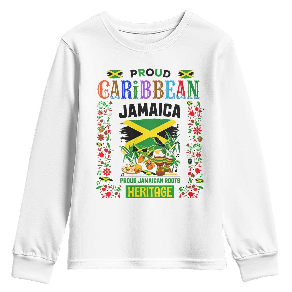 Proud Caribbean Jamaica Heritage Youth Sweatshirt Jamaican Roots and Island Culture TS02 White Print Your Wear