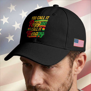You Call It Reggae I Call It Therapy Baseball Cap Emotional Jamaican Rasta Music Lovers TS02 Print Your Wear